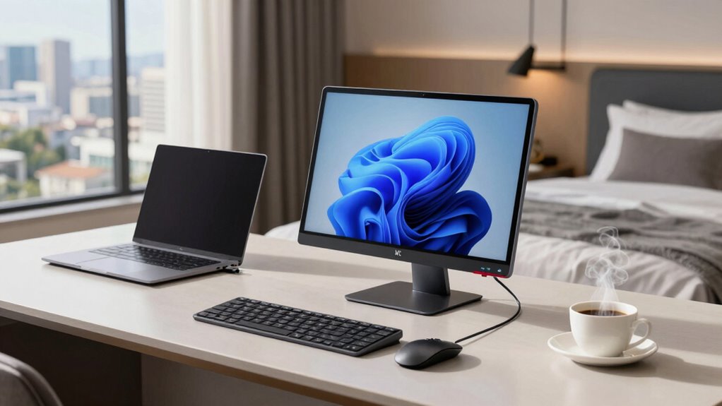 portable hotel office setup